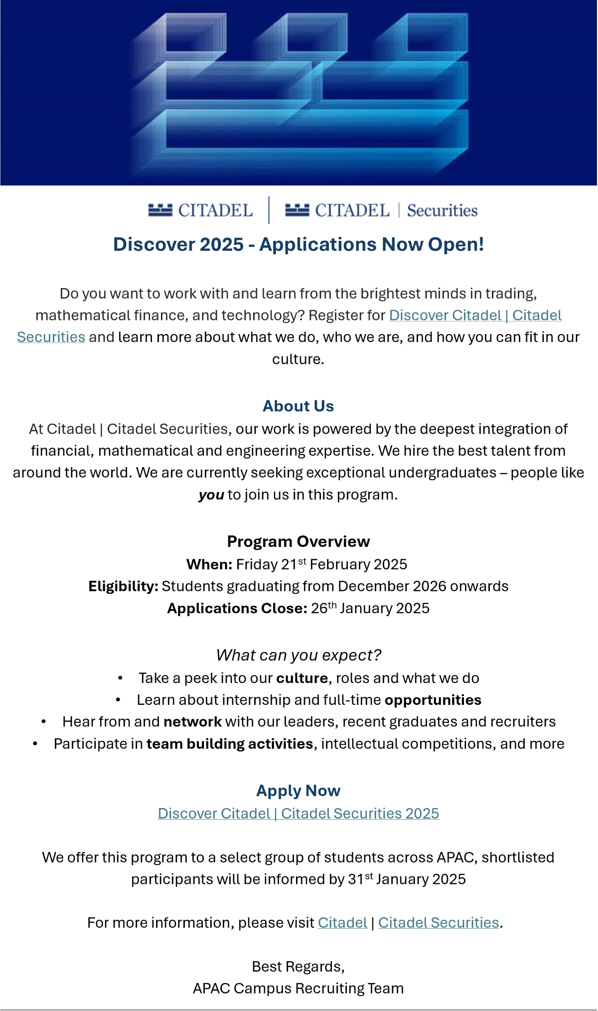 Discover Citadel | Citadel Securities 2025 EDM image