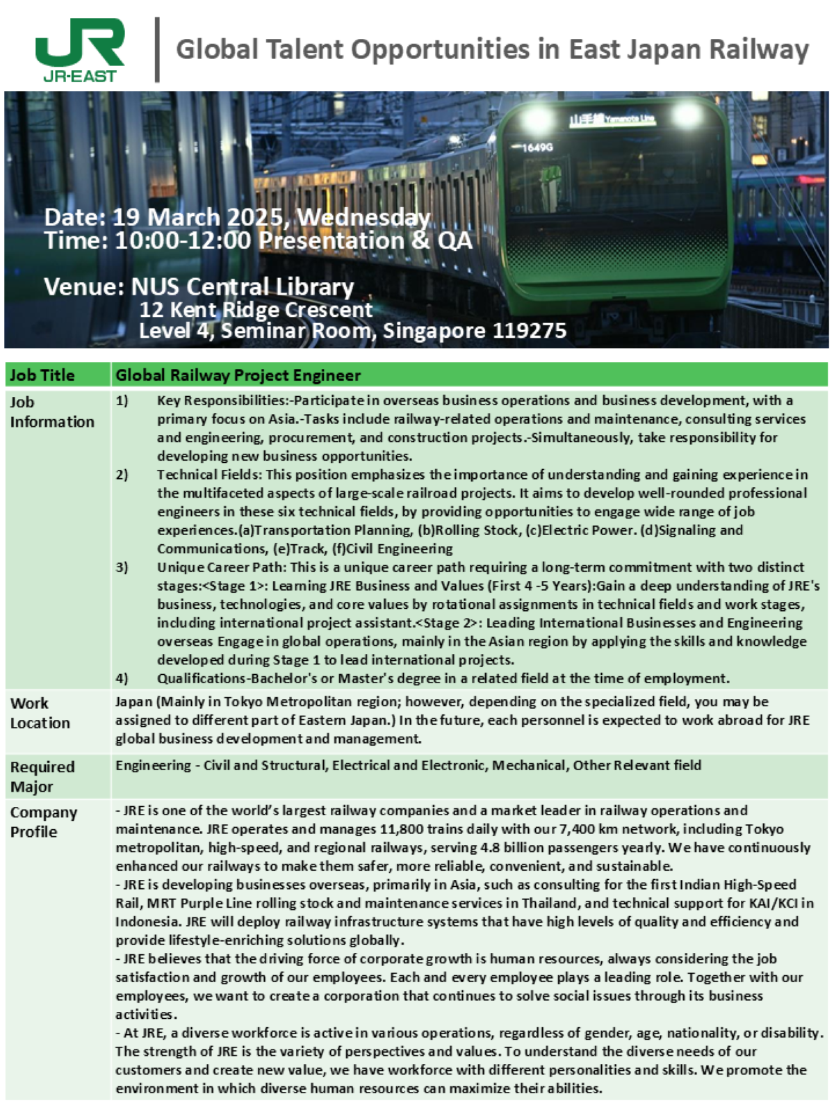 JR East Recruitment Event  EDM image