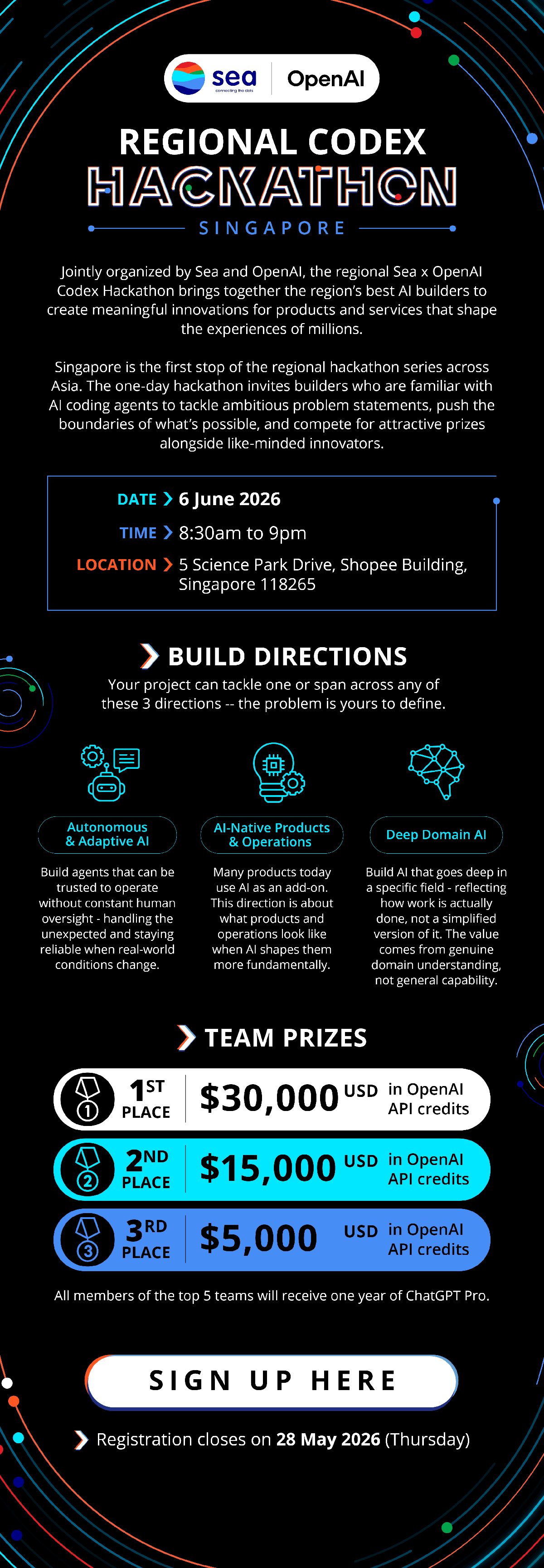 Sea x OpenAI Regional Codex Hackathon - Singapore EDM image