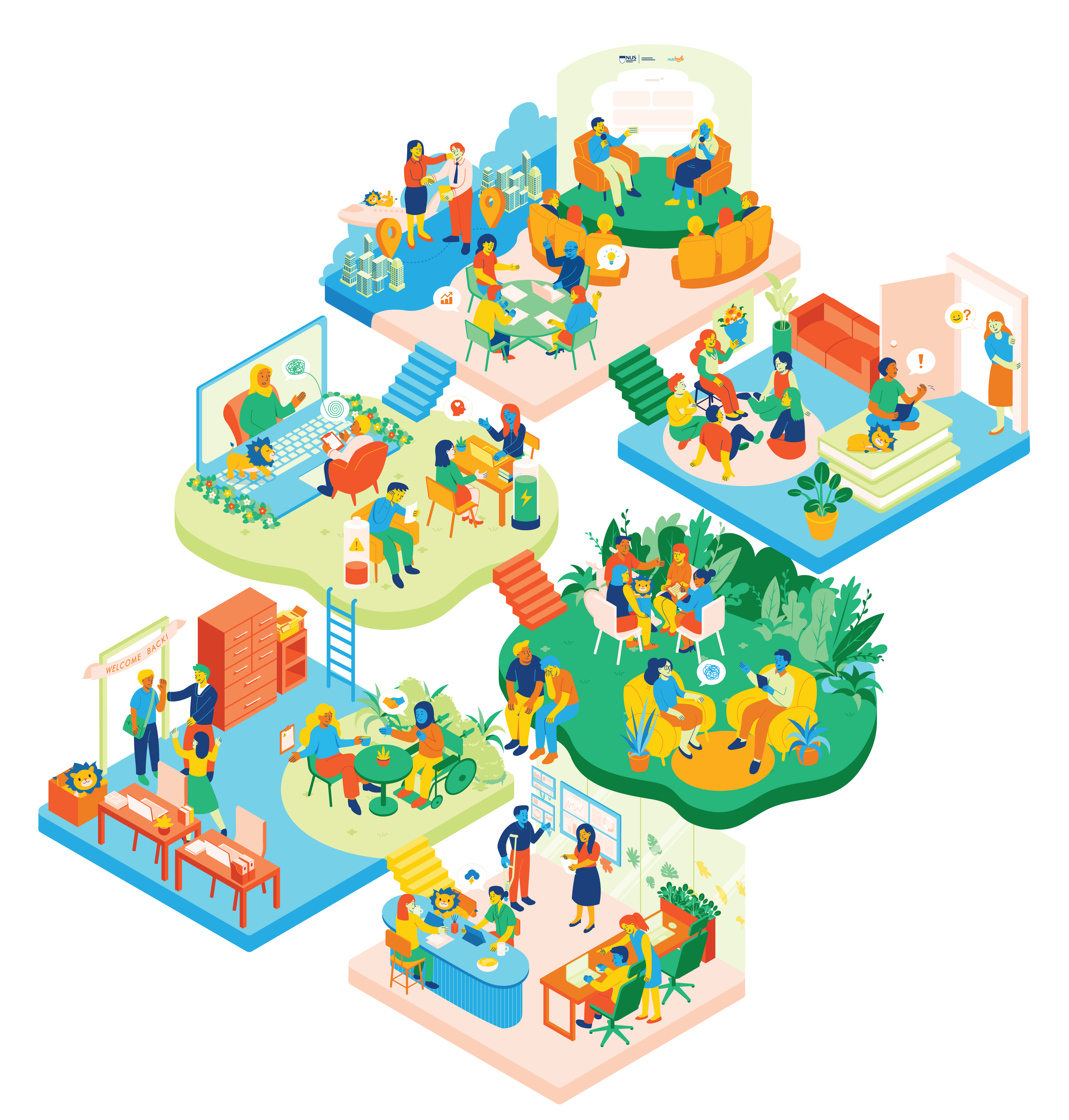Illustration of the work NUS Health & Wellbeing does