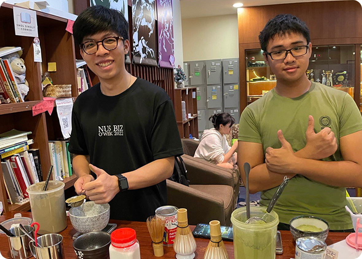 Koi brewing matcha for NUSC Brewcaff