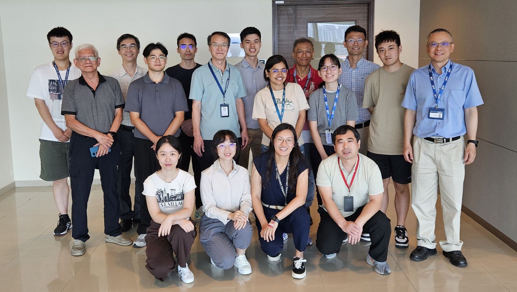 The Project Team - Standing: Prof. Li Jun (1st from right); Assoc. Prof. Zhou Kang (3rd from right); <br> Prof. He Yiliang (6th from left); Prof. Tong Yen Wah (3rd from left) and Prof. Ong Choon Nam (2nd from left)