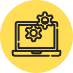 laptop with gears icon