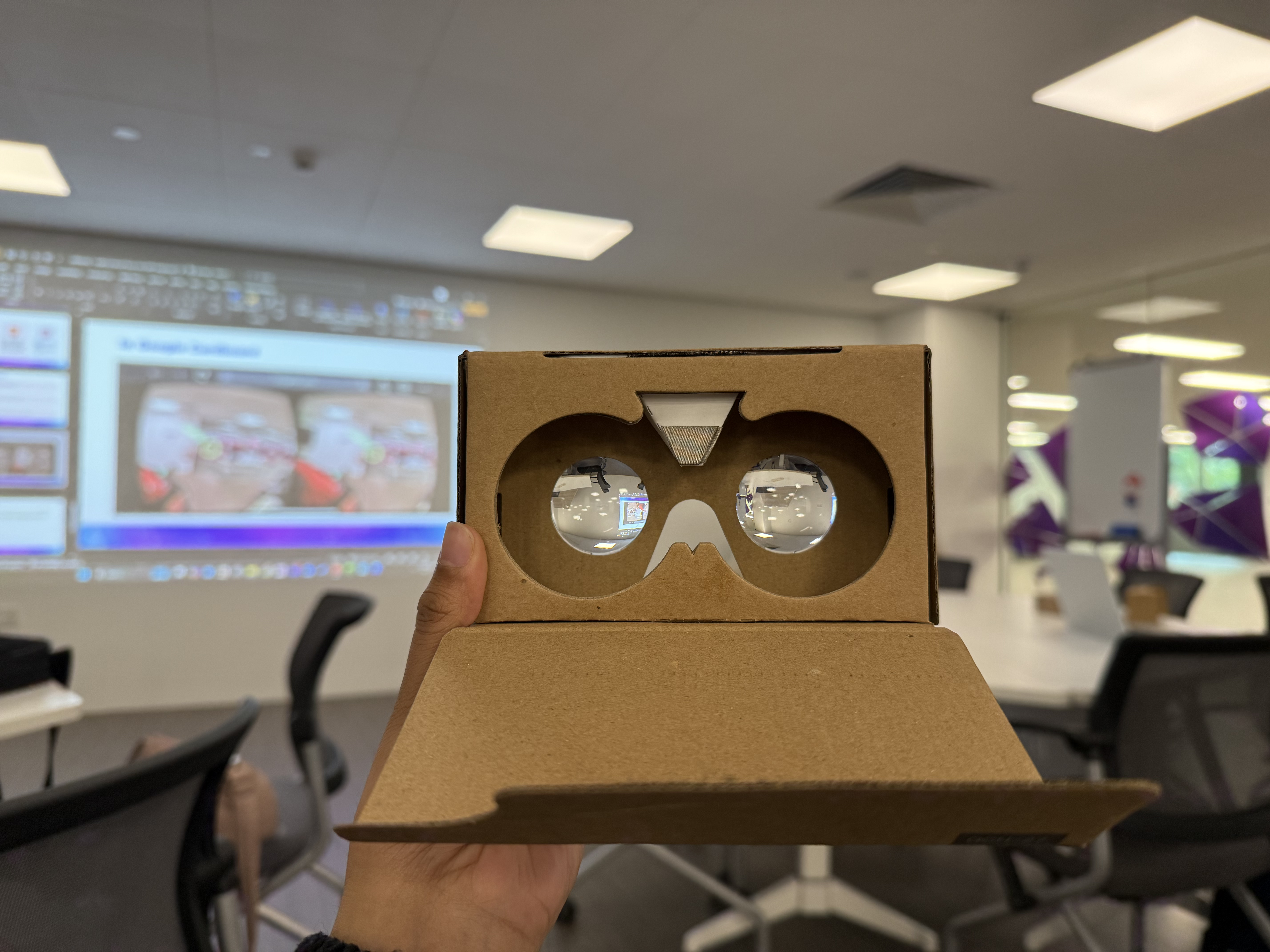 The Google Cardboard headset used to bring the 360° images to life.