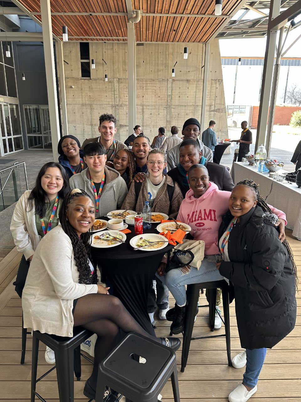 Student delegates connecting over good food